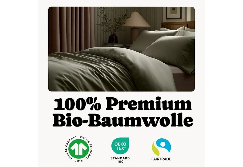 Seralino Kissenbezüge Mako Satin Kissenbezug (100% Bio Baumwolle) weich, hautfreundlich, (2 Stück), Fairtrade/ GOTS zertifizierte uni Kissenhülle mit Reißverschluss, Grün, – Produktbild 8 von 8
