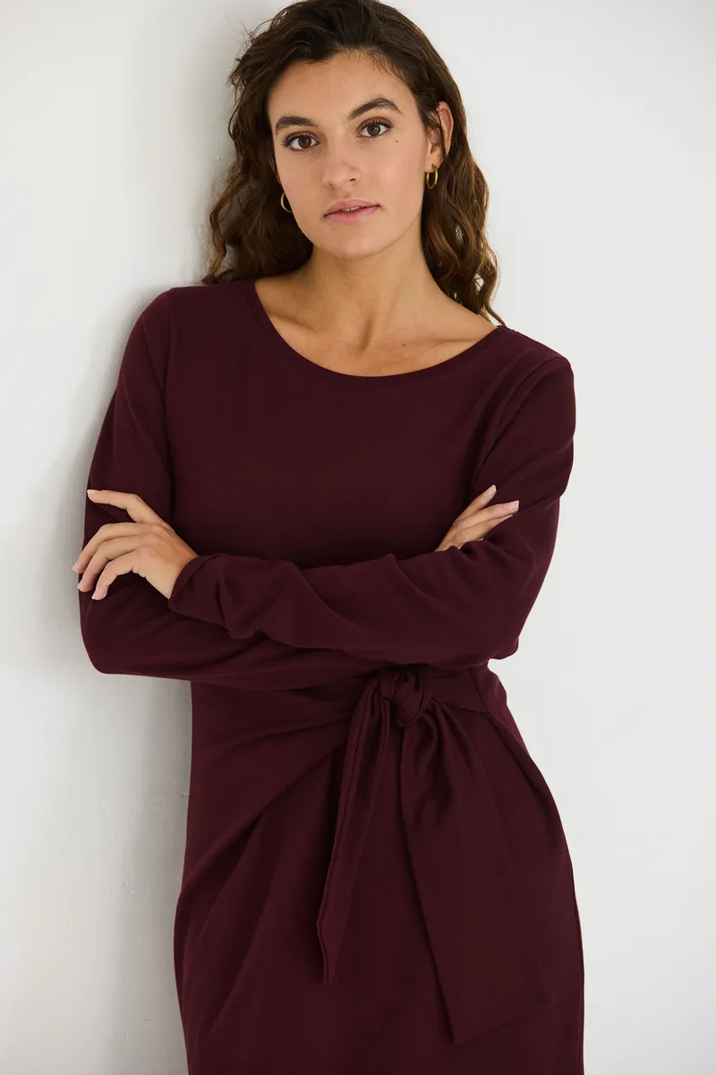SKFK SKFK Damen vegan Midi-Strickkleid Mit Knoten Farbe Ide Brown, Braun, – Produktbild 2 von 2