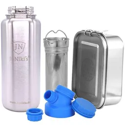 JN JuNiki's JN JuNiki's Set "Blume des Lebens": Lunchbox + 1 Liter Edelstahltrinkflasche + Teefilter – Produktbild 1 von 1