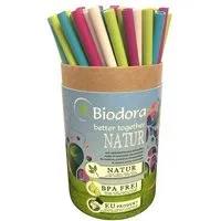 Biodora Biodora Jumbo-Box Bio-Trinkhalme (75er Set) inkl. Reinigungsbürsten – Wiederverwendbar – Biokunststoff auf Stärkebasis – Produktbild 1 von 1