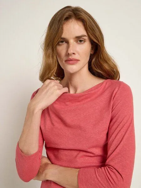 LANIUS LANIUS Wasserfallshirt (OCS) aus Hanf und Bio-Baumwolle, Lipstick, – Produktbild 1 von 4