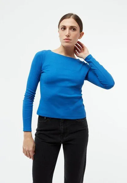 Givn Berlin Givn Berlin Geripptes Longsleeve GBINA slim Fit aus Bio-Baumwolle, Cornflower blue, – Produktbild 2 von 4