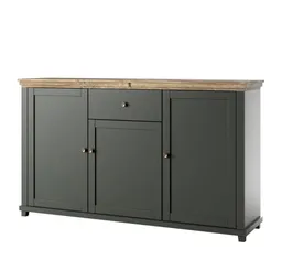 Lomadox Sideboard EPSOM-83, grün mit Lefkas Eiche Nb. Knopfgriffe messingfarben 160/93/42 cm – Produktbild 1 von 1
