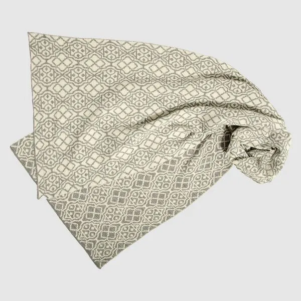 LANARTO slow fashion LANARTO slow fashion Schal Muster 'Netz' zweifarbig gestrickt aus mulesingfreier Merinowolle, Grau (mellliert), – Produktbild 1 von 3