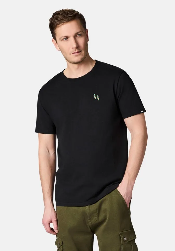 ragwear ragwear T-Shirt Samms B Gots YOUMODO Kurzärmliges Shirt mit Beach-Slipper-Stickerei, Schwarz, – Produktbild 2 von 5