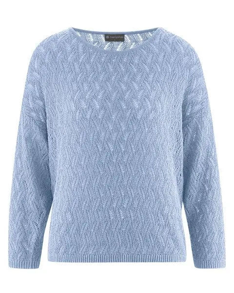 HempAge HempAge Ajoure Pullover Hanf/Biobaumwolle, Water (blau), – Produktbild 1 von 4