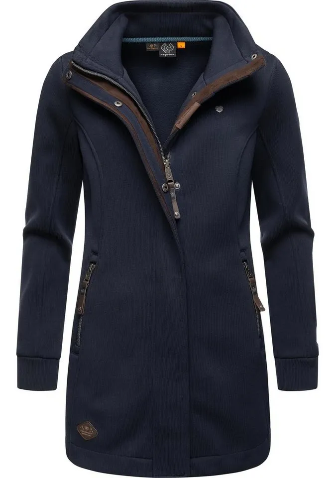 ragwear ragwear Sweatjacke Letrice Bonded Elegante Zip-Jacke mit hohem Kragen in Feinstrickoptik, Blau, – Produktbild 1 von 5
