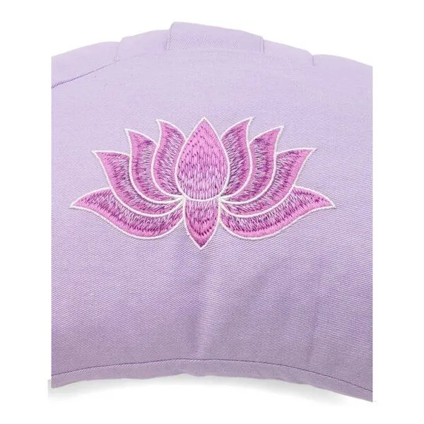 BAGHI BAGHI Meditationskissen Halbmond Lotus Bestickung - aus Bio-Baumwolle kbA Sitzhöhe 14 cm, Lavendel, – Produktbild 3 von 4