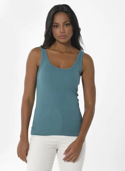 ORGANICATION ORGANICATION Geripptes Basic Top aus Bio-Baumwolle, Grün(petrol green), – Produktbild 1 von 4