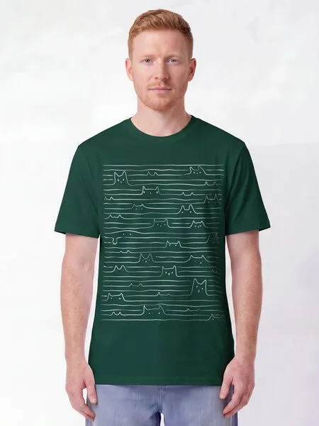 watapparel watapparel T-Shirt Unisex Doodle Cats, Glazed green, – Produktbild 2 von 2