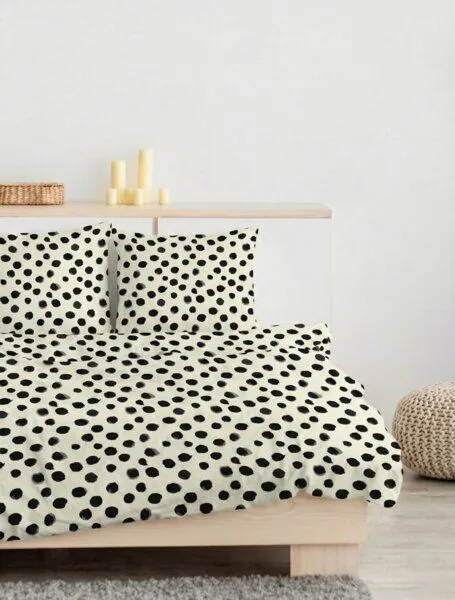 Nature by Adam Nature by Adam Bettwäsche 2tlg aus Leinen und Bio-Baumwolle - Made in Germany - Dots, Natur-schwarz, – Produktbild 2 von 4