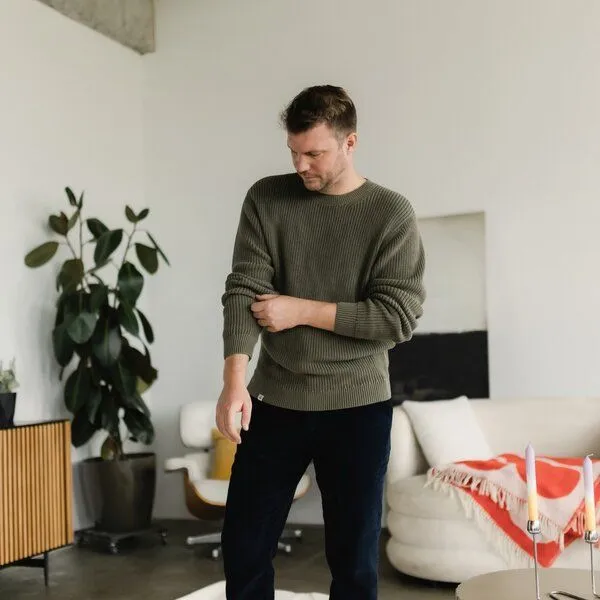 NORDLICHT NORDLICHT Herren Grobstrick Sweater Ole aus 100% Baumwolle, Hellgrün (grün), – Produktbild 3 von 4