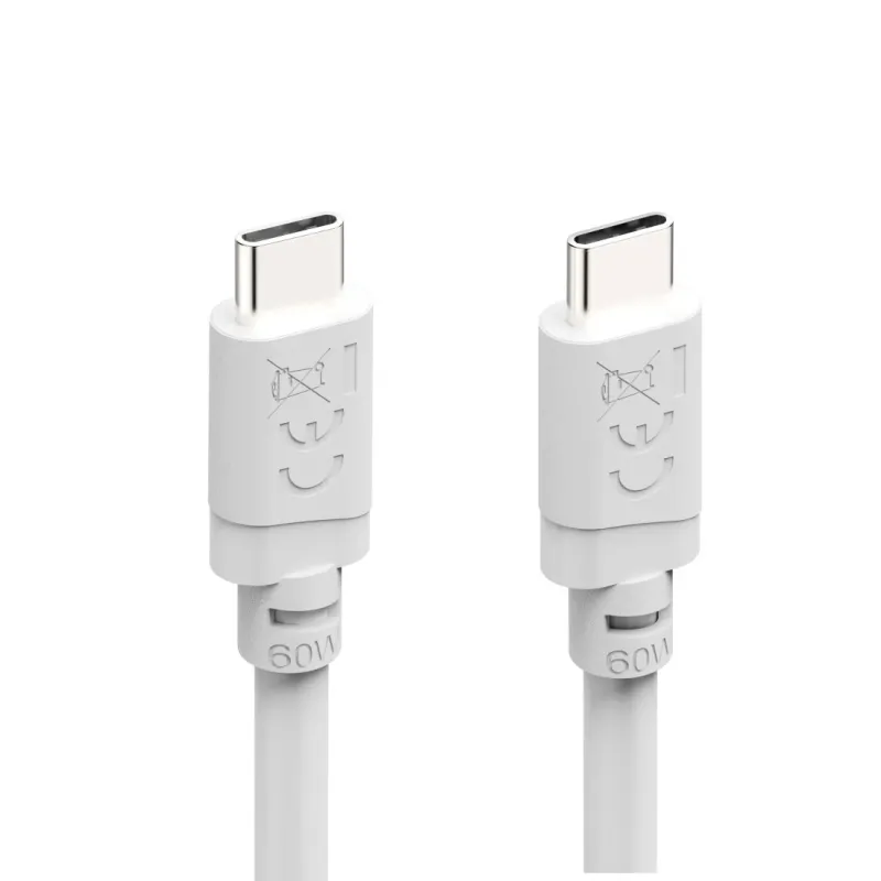 Hama Hama Ladekabel, USB-C - USB-C, 60 W, 2 m, Weiß, – Produktbild 3 von 4