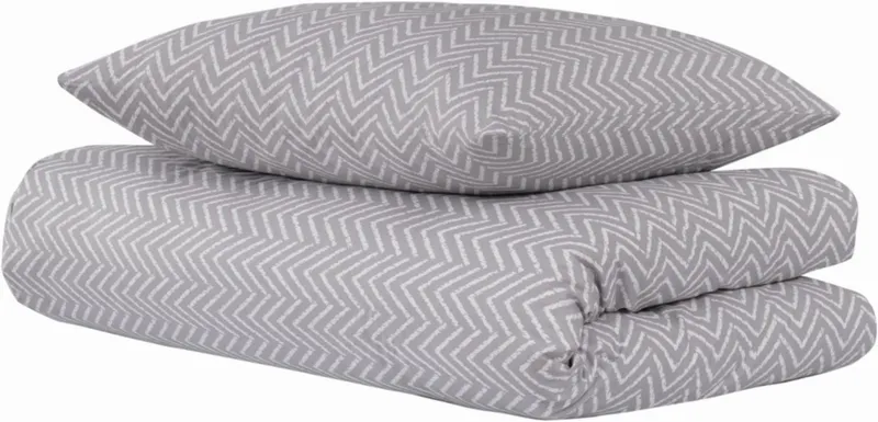 uncover by SCHIESSER Bettwäsche Grebur aus weicher Baumwolle mit einem dezenten Zickzackmuster, Renforcé, 2 teilig, OEKO-TEX® MADE IN GREEN, Grau, – Produktbild 2 von 5
