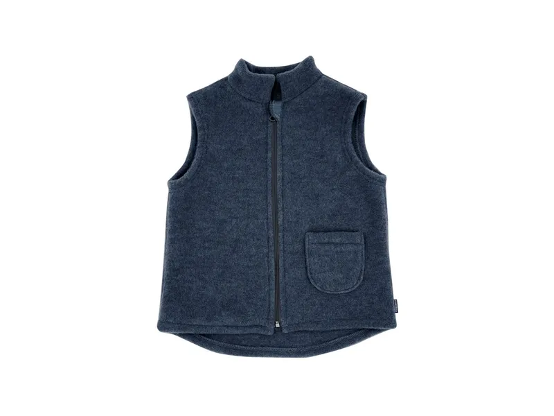 Maximo Kinder Weste Bio-Schurwolle Fleece jeans-meliert Gr. 122/128, Blau, – Produktbild 1 von 1