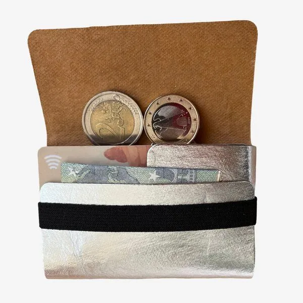 ANDERS & KOMISCH ANDERS & KOMISCH Kartenetui mit Münzfach in Silber - Slim Wallet - A&K TINY, Schwarz, – Produktbild 2 von 4