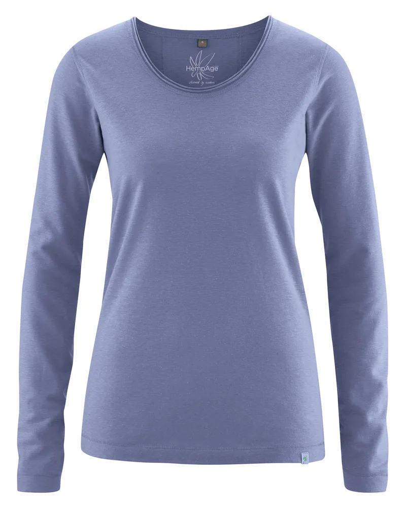 HempAge Hempage Damen vegan Langarm T-Shirt In Lavendel, Violett, – Produktbild 1 von 2