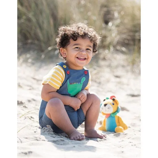 Frugi Frugi Latzhose mit Dinosaurier in jeansblau Sommerhose – Produktbild 2 von 3