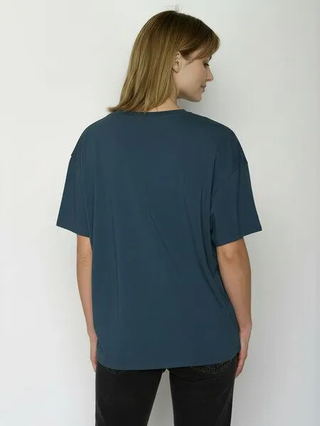 GreenBomb GREENBOMB Plants n Leaves Feel - Lässiges T-Shirt aus Bio-Baumwoll-Mix / hochwertiger Print / GOTS / Fair & Vegan, Blau (ash blue), – Produktbild 4 von 4