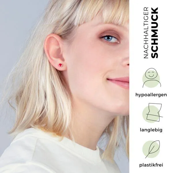 ALEXASCHA ALEXASCHA Minimalistische Keramik Ohrstecker, mini | PUREFORM, Rot, – Produktbild 3 von 4