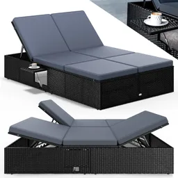 Casaria® Casaria® Polyrattan Gartenliege 200x115x33cm – Produktbild 1 von 1