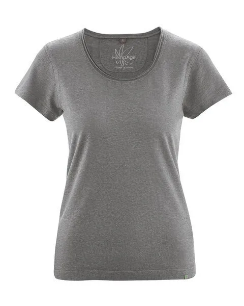 HempAge HempAge Damen T-Shirt mit Rollsaum Hanf/Bio-Baumwolle, Taupe, – Produktbild 1 von 4