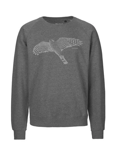 Peaces.bio - handbedruckte Biomode Peaces.bio - handbedruckte Biomode Bio Damen-Sweatshirt Loose Fit Sperber, Dunkelgrau, – Produktbild 1 von 2