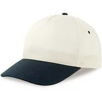 Atlantis Headwear Atlantis Headwear Atlantis Recy Five Cap Klassische, strukturierte Baseballkappe, Geschwungener Schirm, Hochwertiger Klettverschluss, Weiß/navy, – Produktbild 1 von 1