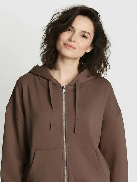 GreenBomb GREENBOMB Basic Vale - Lässige Sweatjacke aus Bio-Baumwolle / GOTS / Fair & Vegan, Braun (earth wood), – Produktbild 2 von 4