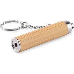 RACHEL. Schlüsselanhänger aus Bambus und ABS mit LED-Taschenlampe, Natur – Produktbild 1 von 1