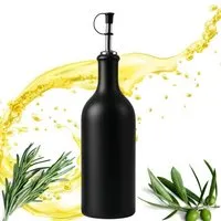 mikken mikken Ölflasche Steingut 500 ml mit Edelstahlausgießer, Schwarz, – Produktbild 1 von 1