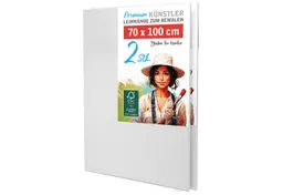 M MERCEO Leinwand Künstlerleinwand 70x100cm 2er Set - Weiße Leinwand zum Bemalen, 2er-Set Leinwand 70x100cm (zum Bemalen, Baumwolle – Produktbild 1 von 1