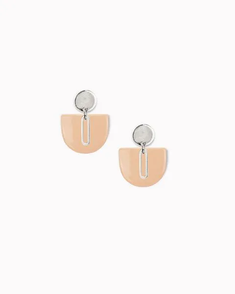 lille mus lille mus Ohrstecker 'Halbkreis Oval' aus Porzellan und 925 Silber, Apricot, – Produktbild 4 von 6