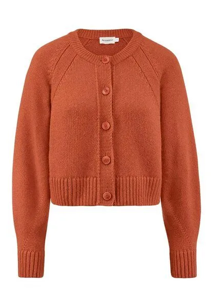 hessnatur hessnatur Strick Jacke Relaxed Cropped aus Bio-Merinowolle mit Bio-Baumwolle, Rotorange, – Produktbild 3 von 4