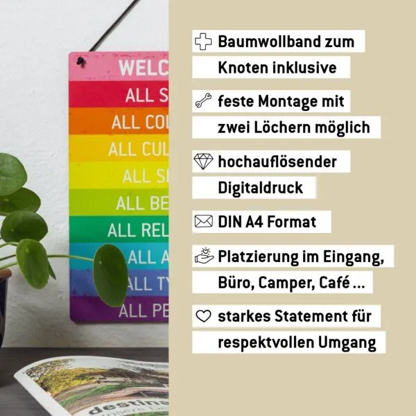 WERKHAUS WERKHAUS Deko - Schild WELCOME A4 – Produktbild 3 von 4