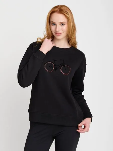 GreenBomb GREENBOMB Bike Flock Canty - Gemütliches Sweatshirt aus Bio-Baumwolle / hochwertiger Print / GOTS / Fair & Vegan, Schwarz (schwarz), – Produktbild 1 von 4