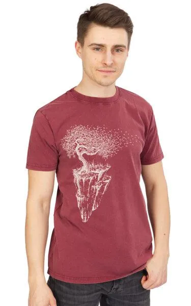 Life-Tree Life-Tree Fairwear Organic Shirt Men Washed Maple Island, Rot, – Produktbild 2 von 3