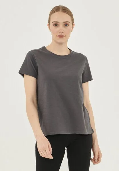 ORGANICATION ORGANICATION Damen Basic T-Shirt aus Bio-Baumwolle, Asphalt, – Produktbild 1 von 4