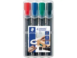 Staedtler 4 Staedtler Permanentmarker 'Lumocolor 350' sortierte Farben, mit Keilspitze – Produktbild 1 von 1
