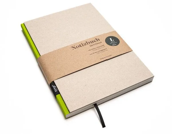 tyyp tyyp Notizbuch A5 – 100% Recyclingpapier – handmade in Germany – BerlinBook, Limetten-grün, – Produktbild 1 von 4