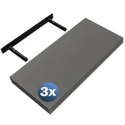 Casaria® Wandregal Schweberegal 50cm 3er-Set Grau + Halterung – Produktbild 1 von 1