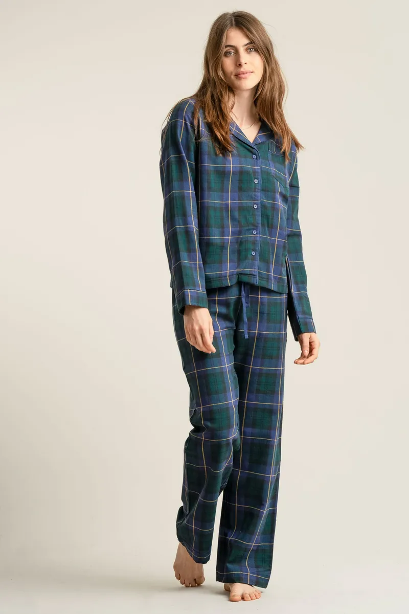 KOMODO KOMODO Damen vegan Pyjama Set Jim Jam Uhr Schwarz, Schwarz, – Produktbild 2 von 2