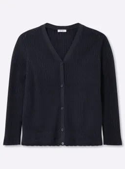 sheego Ajourstrickjacke tiefblau – Produktbild 1 von 1