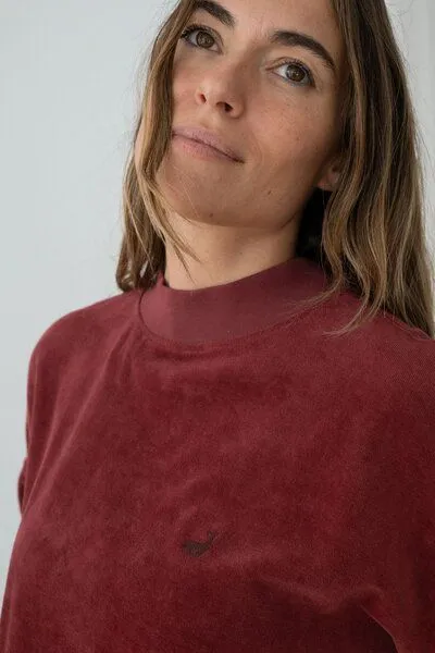 TWOTHIRDS TWOTHIRDS Samt-Sweatshirt Binz, Wine, – Produktbild 3 von 3