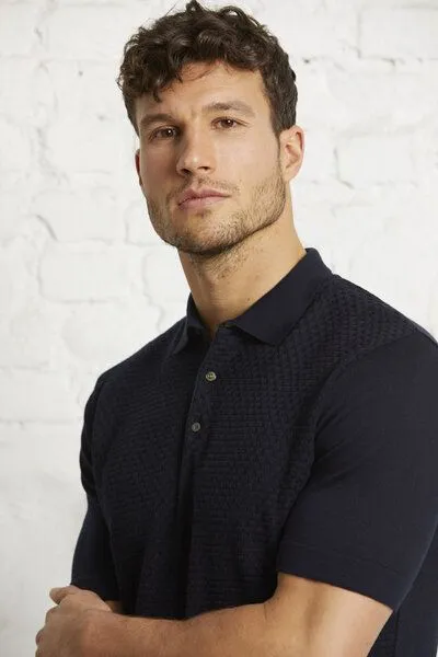 Wunderwerk Wunderwerk Herren Poloshirt aus Bio-Baumwolle "Polo waffle knitmix 1/2 male", Dunkelblau (old navy 695), – Produktbild 1 von 3