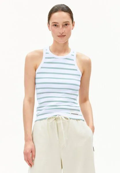 ARMEDANGELS ARMEDANGELS KANITAA STRIPES Damen Ripp-Top aus Bio-Baumwoll Mix, White-foam, – Produktbild 1 von 4