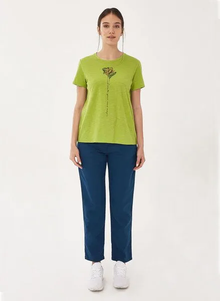ORGANICATION ORGANICATION T-Shirt aus Bio-Baumwolle mit Blume-Print, Meadow green, – Produktbild 2 von 4
