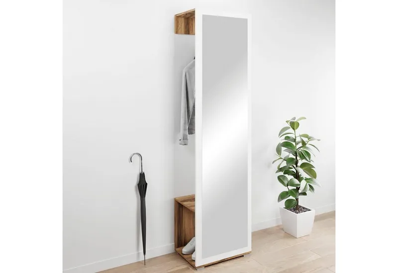 OTTO home Garderobenschrank Paris moderne Garderobenschrank 190cm, mit Kleiderstange und Frontspiegel, Braun, – Produktbild 2 von 7