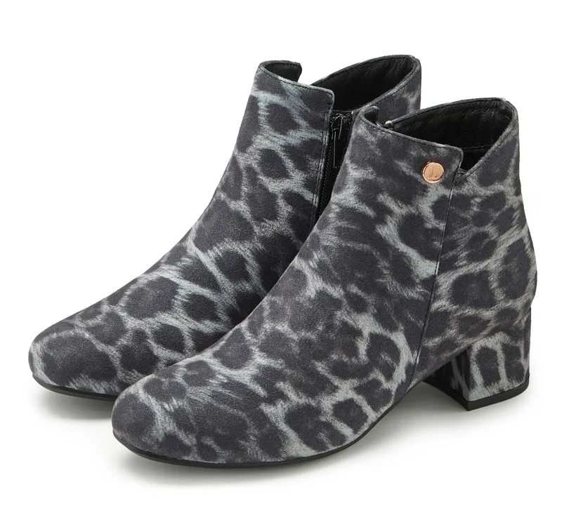 Lascana Stiefelette, Grau/leo, – Produktbild 2 von 3
