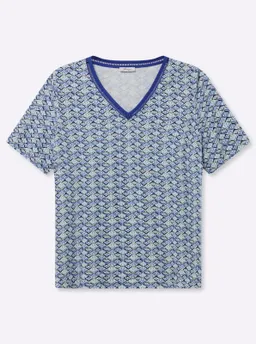 sheego V-Shirt schwarz-hellblau-bedruckt – Produktbild 1 von 1
